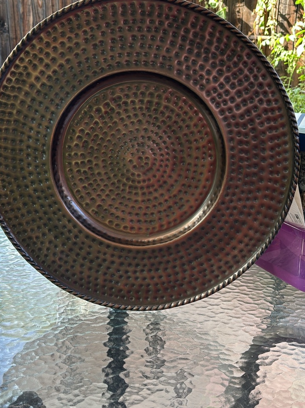 Decorative Hammered Tray Plate - Copper